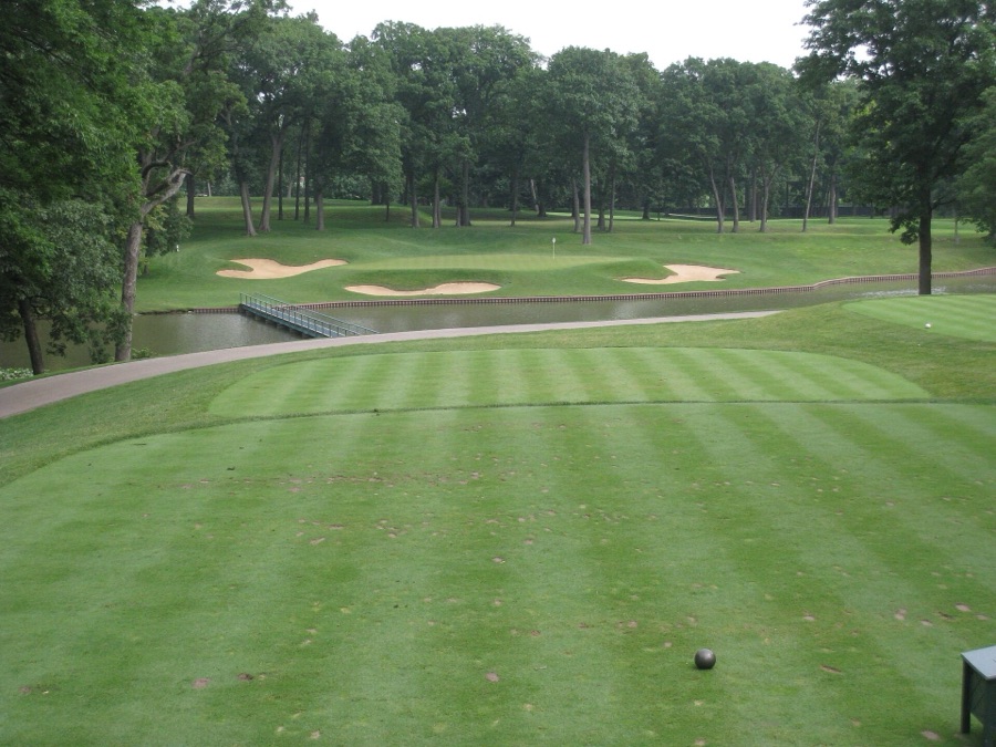 The 13th tee before the 2023 redesign, when it was a par three across the lake.