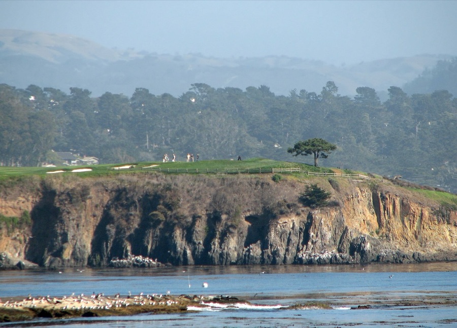 The cliff holes above the bay.
