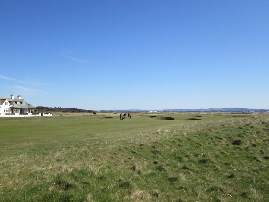 The northern holes, the clubhouse beyond.